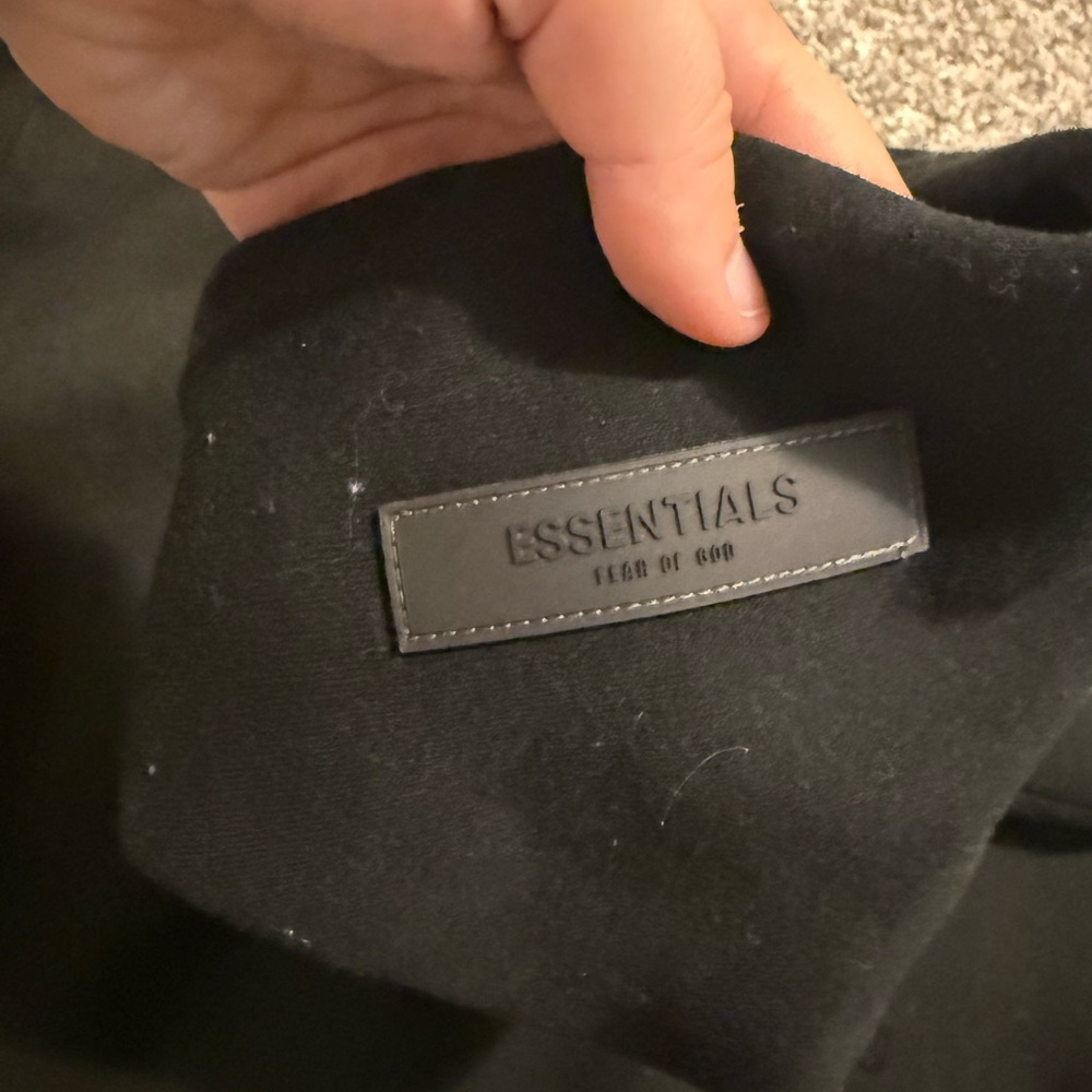 Essentials Black Pullover Hoodie with Tonal Logo - Picture 5 of 6